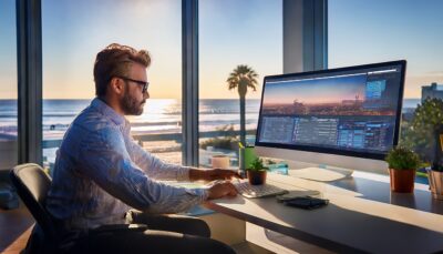 web design building a website in an office in what looks like long beach california